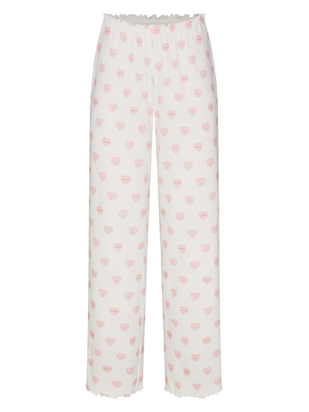 SKIMS POINTELLE STRAIGHT LEG PANTS SNOW LACE HEARTS XS - Picture 6 of 8